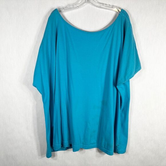 Only Necessities Plus Size 5X Top Turquoise Blue Short Sleeve Scoop Neck 1654 - Picture 2 of 9